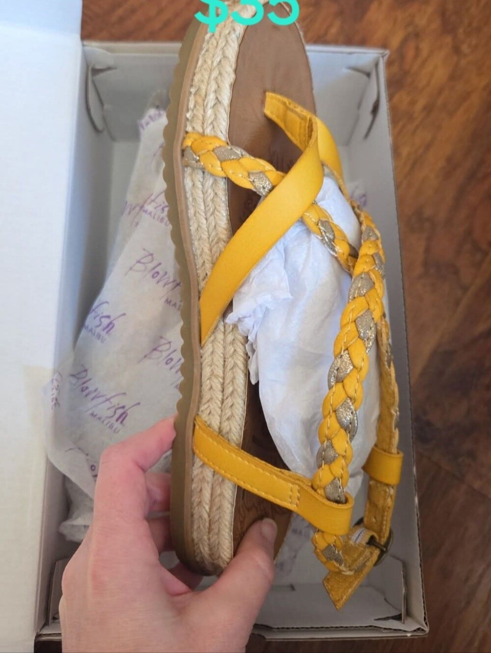 Blowfish Yellow Braided Espadrille Sandals